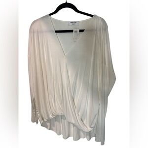 Double Zero Ivory Draped Wrap Top Size Large NWT